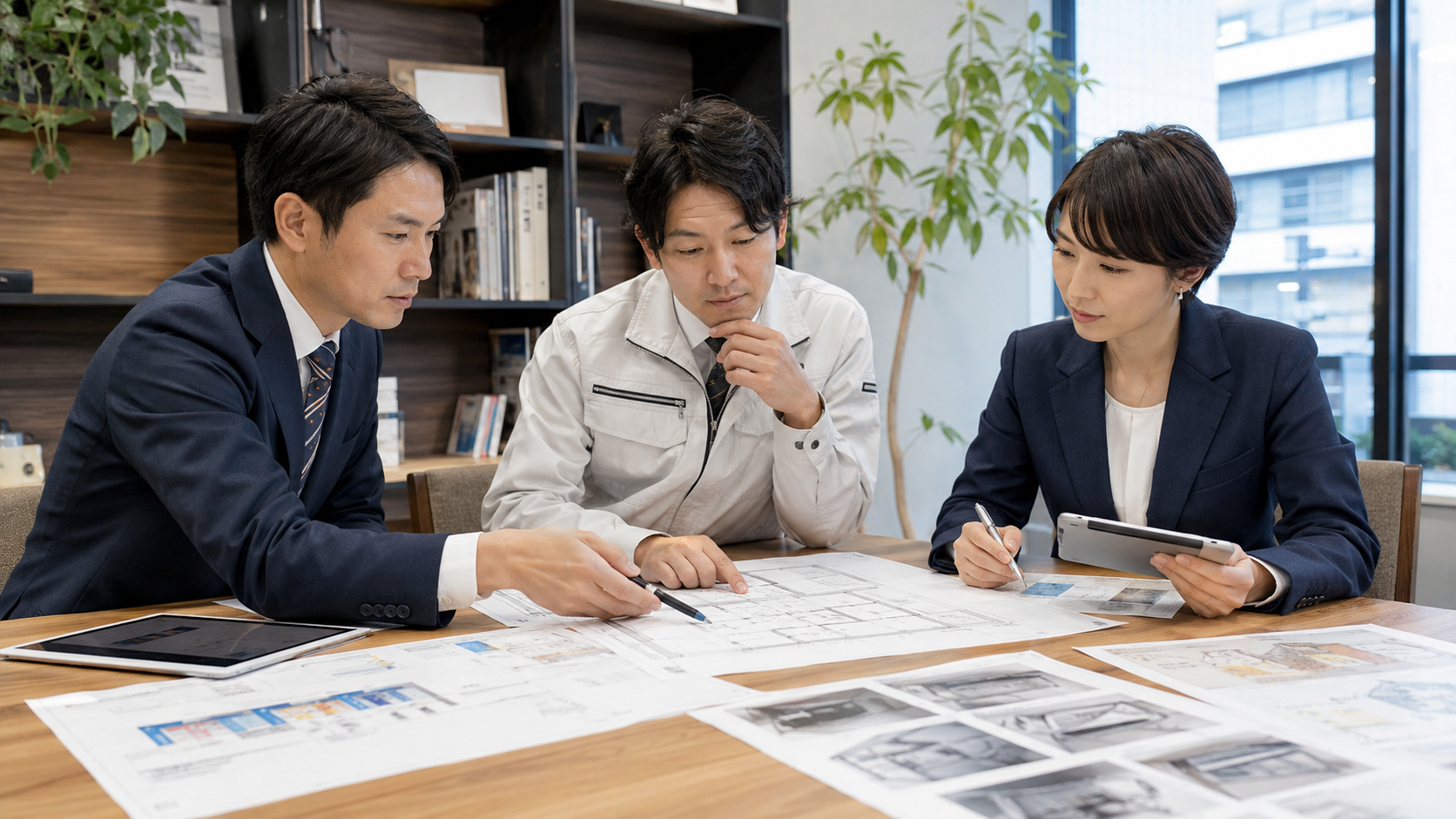 店舗設計と行政手続きについて確認する会議