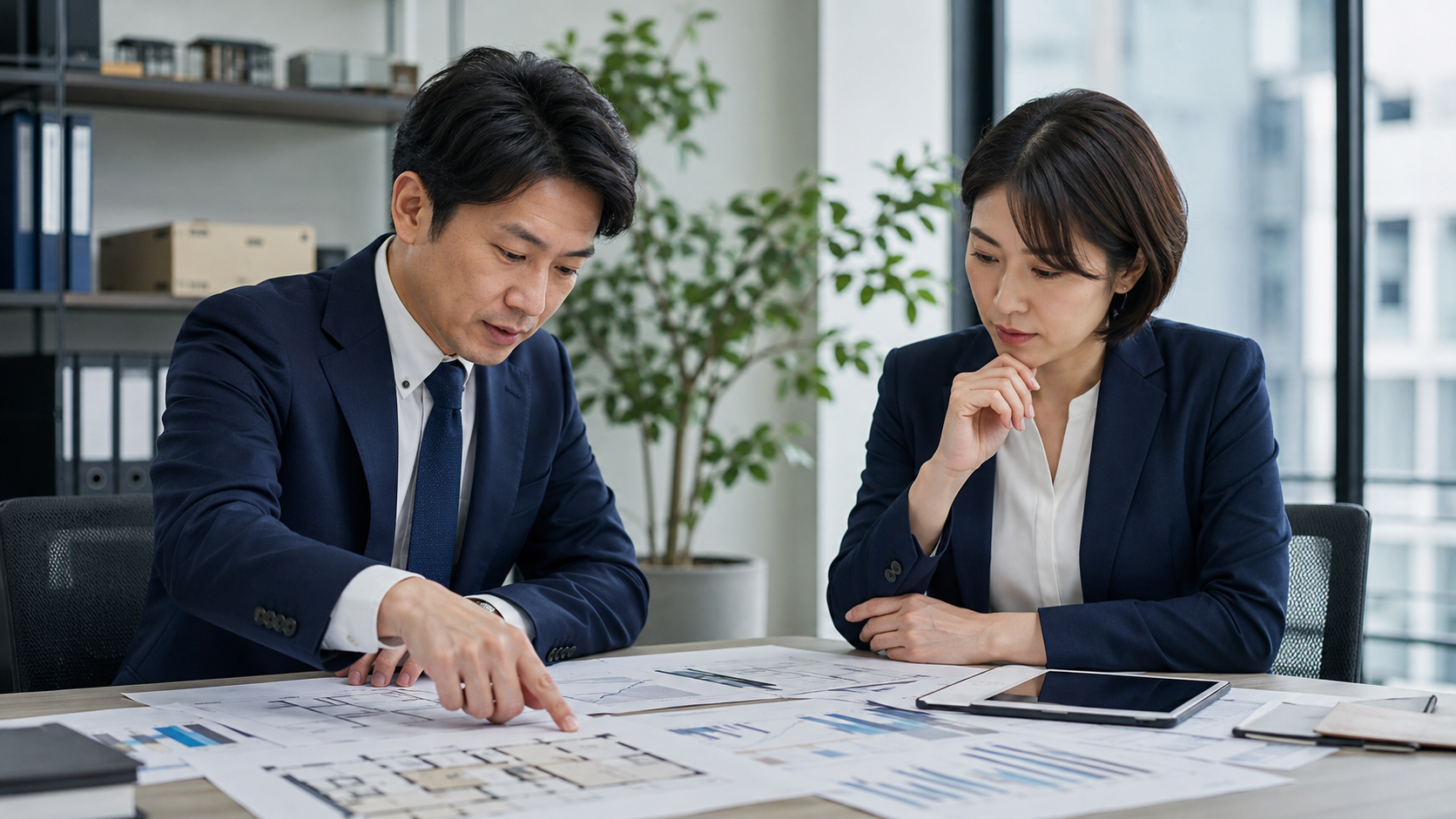 競売資料や物件資料を確認する専門スタッフ