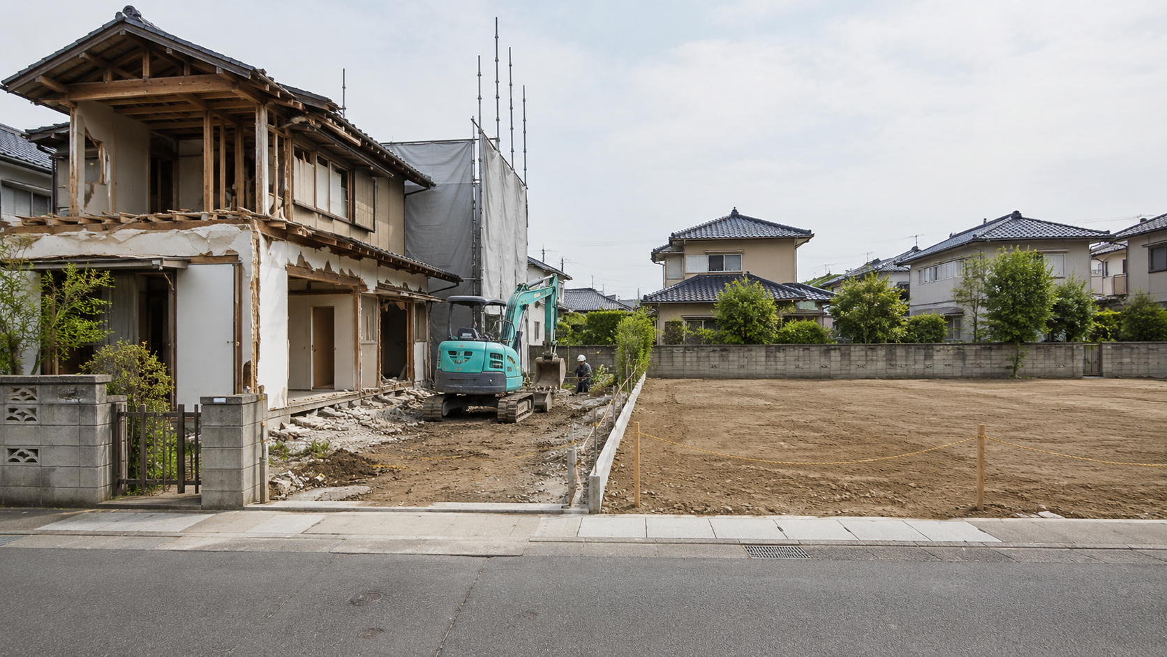 建設現場と整地された土地