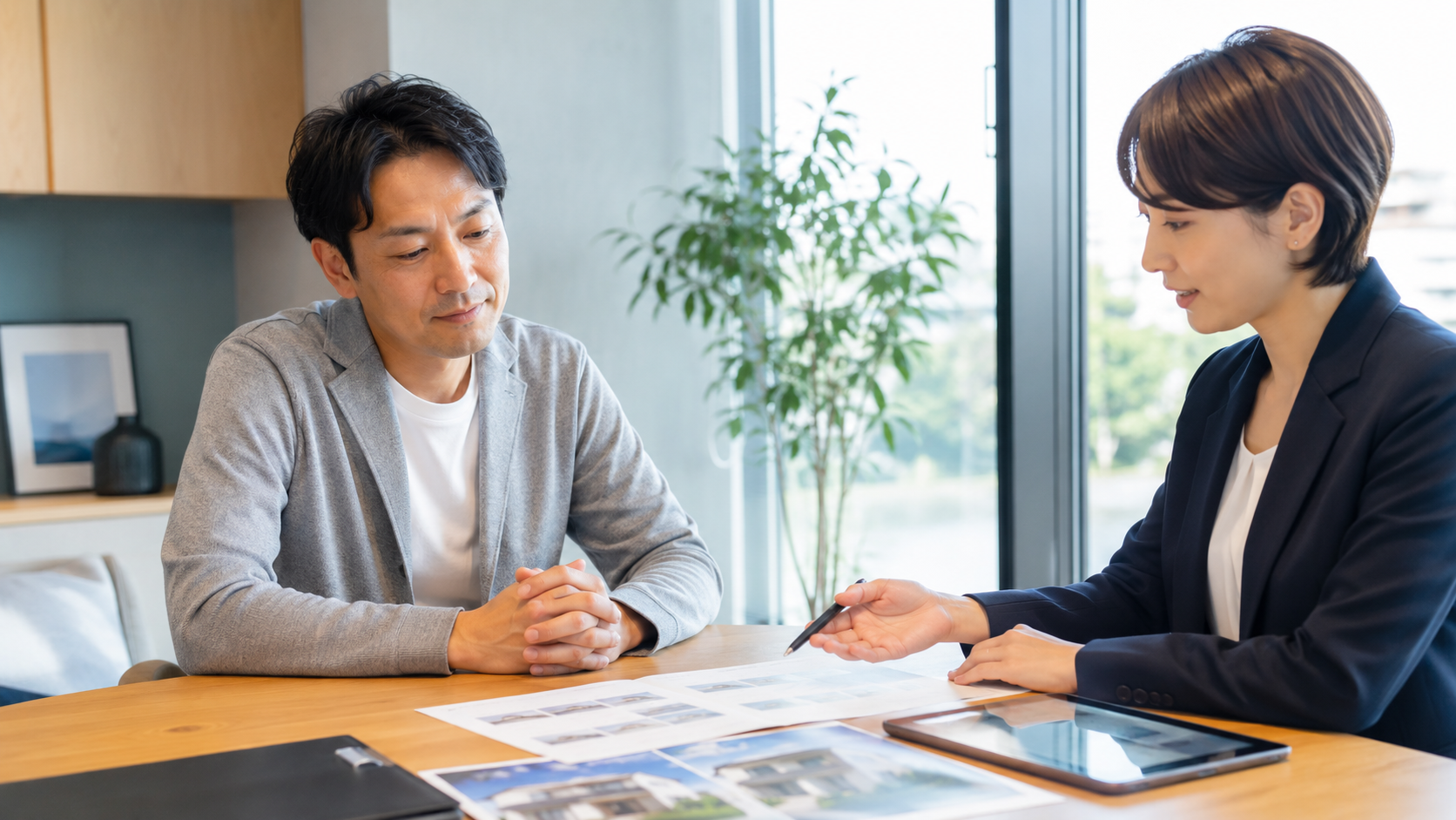 任意売却後の今後について相談する様子